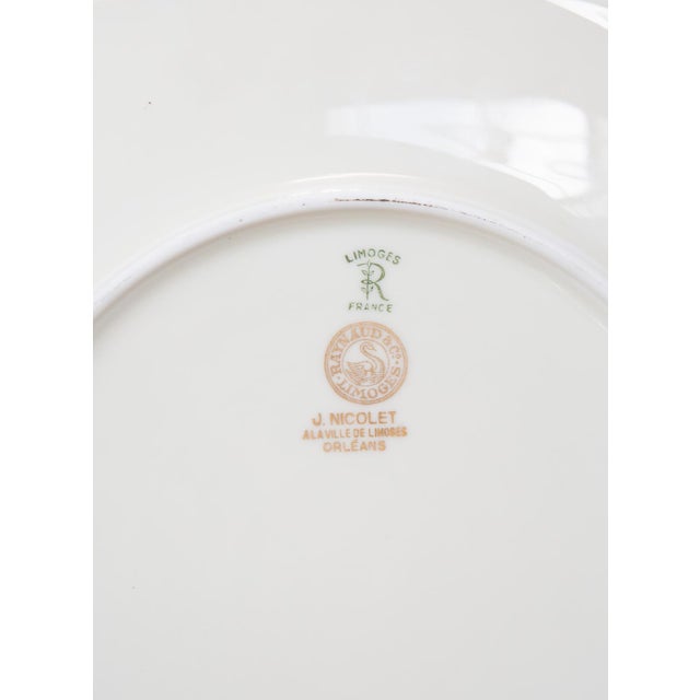 Porcelain Plates Plumes with Fine Gold from Limoges Raynaud, 1960s, Set of 15 For Sale - Image 3 of 7