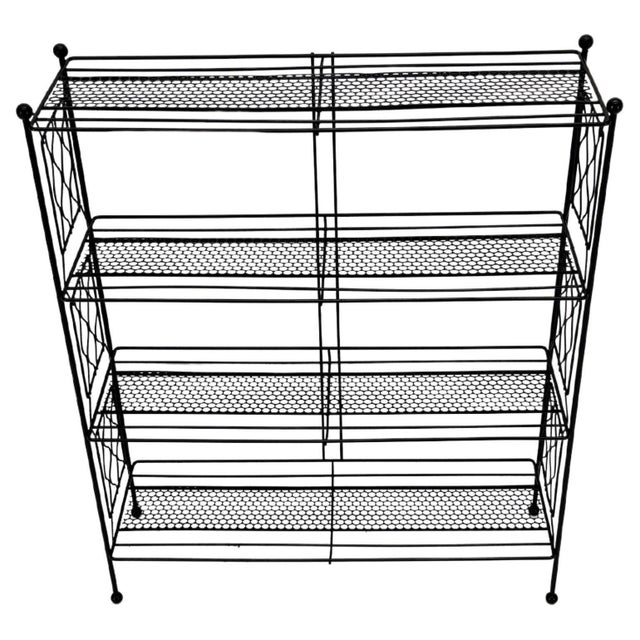 Vintage Mid Century Modern Wire Rack Shelf Unit Ball Finials Tony Paul For Sale - Image 6 of 12