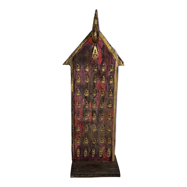 20th Century Thai Wood & Lacquer Votive Tablet For Sale