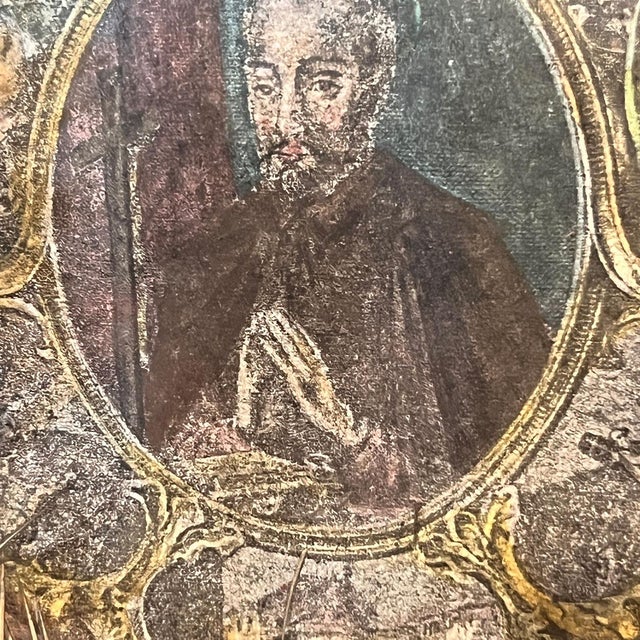 Rare Italian Painted, Giltwood, Glass and Mixed Media Reliquary Shrine Vitrine For Sale - Image 14 of 15