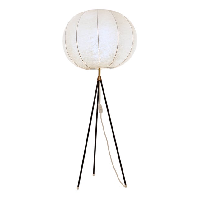Vintage Cocoon Tripod Floor Lamp by Achille Castiglioni, 1960s For Sale