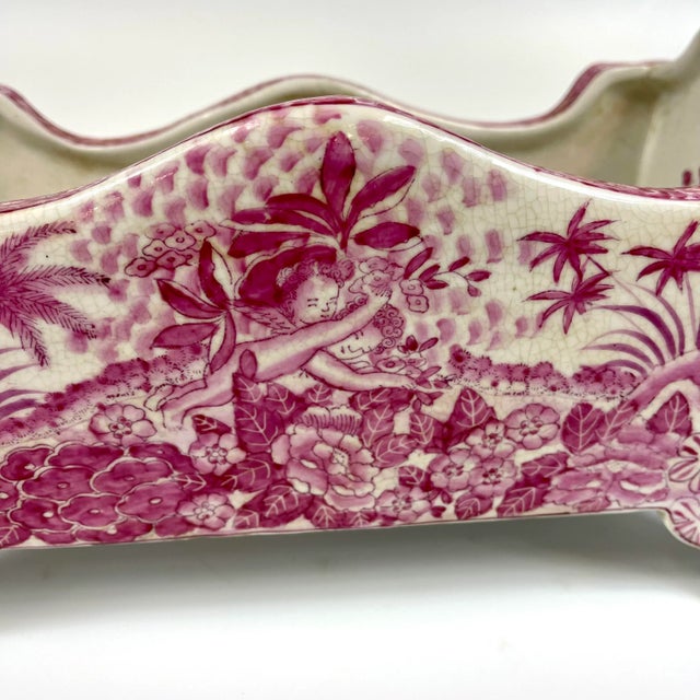 Late 20th Century Late 20th Century Pink Chinoiserie Style Porcelain Tray For Sale - Image 5 of 9