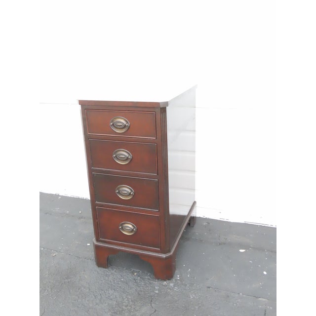 Kindel Tall and Narrow Mahogany Nightstands End Bedside Tables a Pair 6443 For Sale - Image 9 of 17