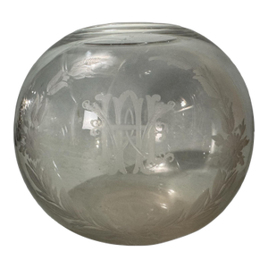 Vintage Hawkes or Steuben Floral Engraved Art Glass Rose Bowl Vase, Awh