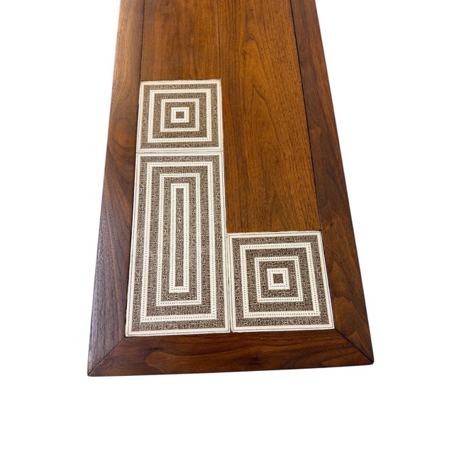 Wood Mid-Century Modern Walnut Tile-Top Coffee Table For Sale - Image 7 of 8