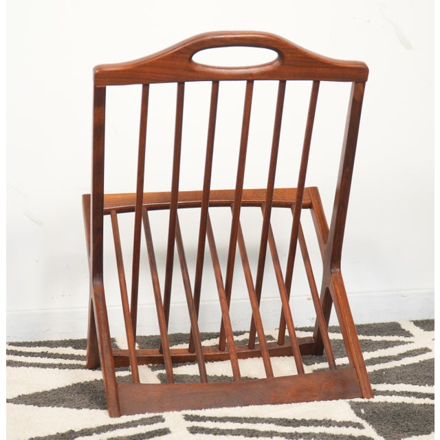 Mid-Century Modern 1960s Arthur Umanoff Solid Walnut Magazine Rack For Sale - Image 3 of 6