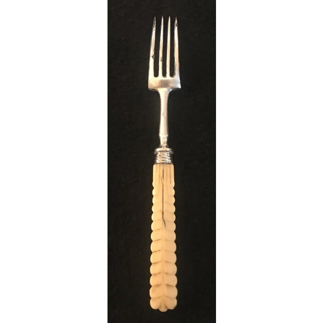 English Antique British Silver and Bone Fork For Sale - Image 3 of 7