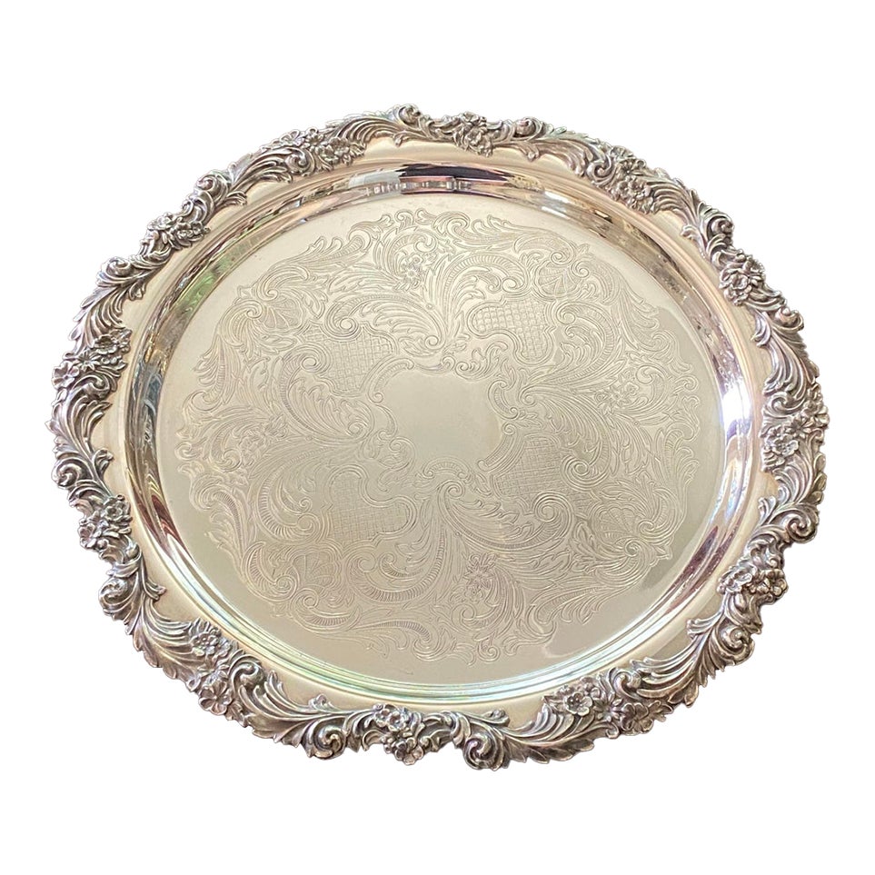 French Rococo Style Silverplated Tray by Reed & Barton - 12 1/2
