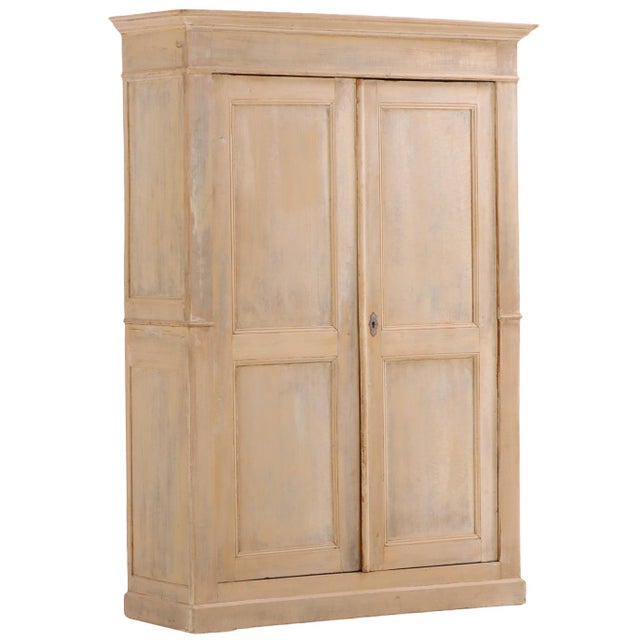 Antique White Belgian Painted Softwood Armoire, C. 1880 For Sale - Image 8 of 9