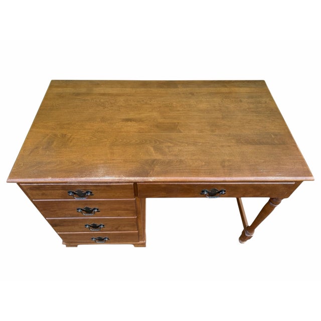 American Ethan Allen Early American Traditional Maple and Birch Writing Desk For Sale - Image 3 of 7