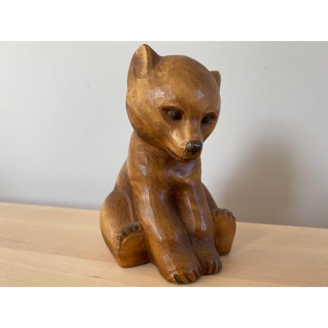 Brown Hand Carved Swiss Baby Bear Figure by Schweizer Heimatwerk For Sale - Image 8 of 13