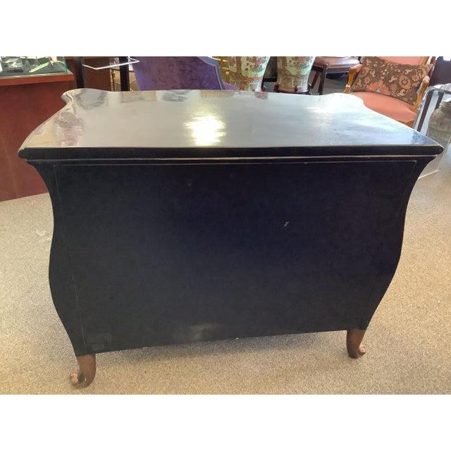 Black Chinoiserie Chest of Drawers With Marble Top. Bombe Style For Sale - Image 4 of 8
