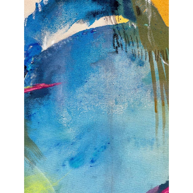 2020s "The Joy of Chance" Original Modern Abstract Painting in Blue and Green by Michele Zuzalek For Sale - Image 5 of 5