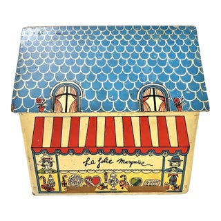 Vintage French Folk Art Musical Jewelry Box Bonbons La Jolie Marquise For Sale