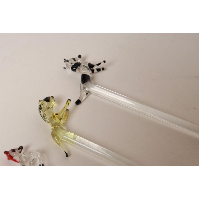 Set of Eight Vintage Blown Glass Animal Cocktail Stirrers With Box by Saxon For Sale - Image 14 of 17
