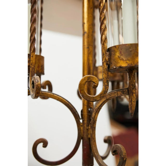 Italian Gilt Iron Three-Arm Chandelier For Sale In Atlanta - Image 6 of 13