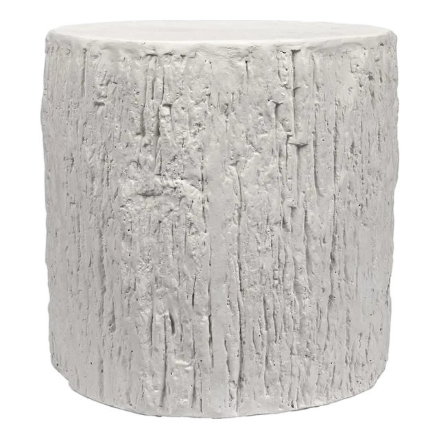 NOIR Trunk Side Table, White Fiber Cement For Sale
