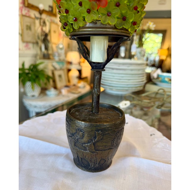 Late 19th Century Art Nouveau German Crystal & Bronze Topiary Lamp For Sale - Image 12 of 15