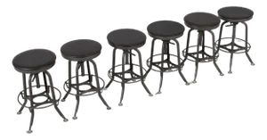 Set of 6 Restoration Hardware Adjustable Toledo Leather Seat Stools