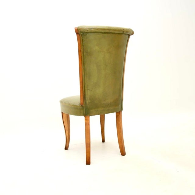 Art Deco Leather and Walnut Dining Chairs attributed to Hille, 1930s, Set of 8 For Sale - Image 11 of 15