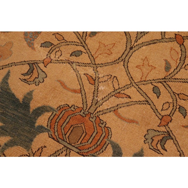 1970s 1970s 1970s Vintage Rustic Corazon Tan/Green Wool Rug - 7'0" X 9'8" For Sale - Image 5 of 10