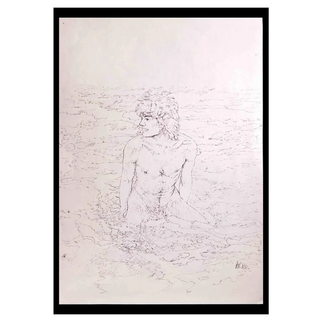 Anthony Roaland, The Boy at the Sea, Original Drawing, 1980 For Sale