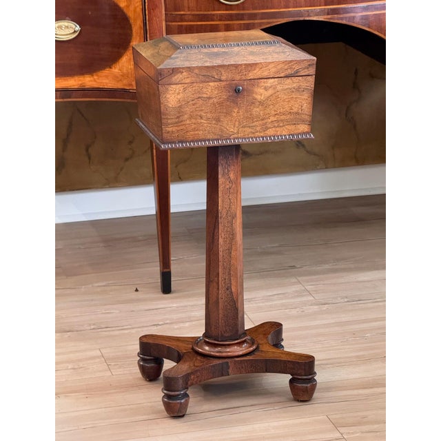English English Regency Rosewood Teapoy For Sale - Image 3 of 17