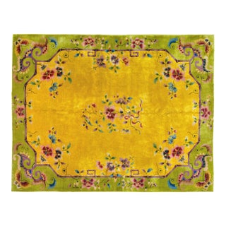 Antique Chinese Hand Knotted Wool Rug, 9x11'8 For Sale