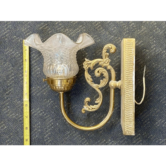 Brass Vintage French Style Lacquered Brass Wall Sconce For Sale - Image 8 of 8