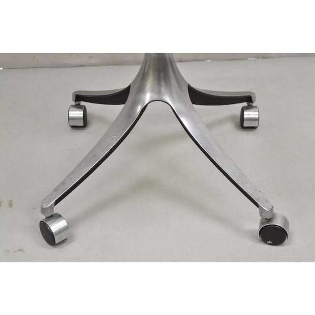 Plastic Mid Century Modern Clear Lucite Aluminum Swag Base Rolling Swivel Desk Chair For Sale - Image 7 of 12