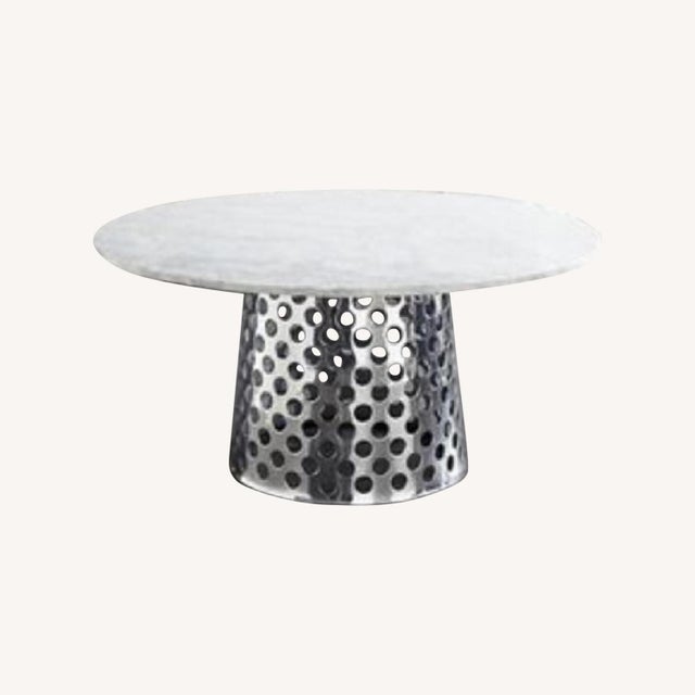 2010s Paolo Navone for Crate and Barrel Como (Or Mallorca) Round Carrara Marble Dining Table For Sale - Image 5 of 9