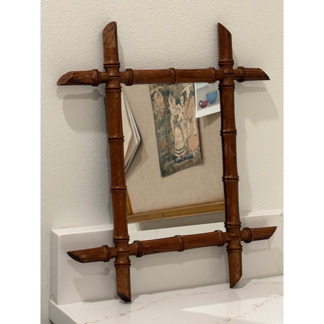 French Antique Petite French Faux Bamboo Mirror For Sale - Image 3 of 18
