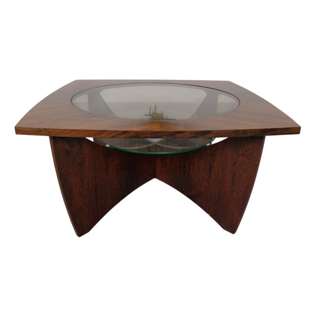 Vintage Rosewood and Glass Coffee Table, Denmark, 1960s For Sale