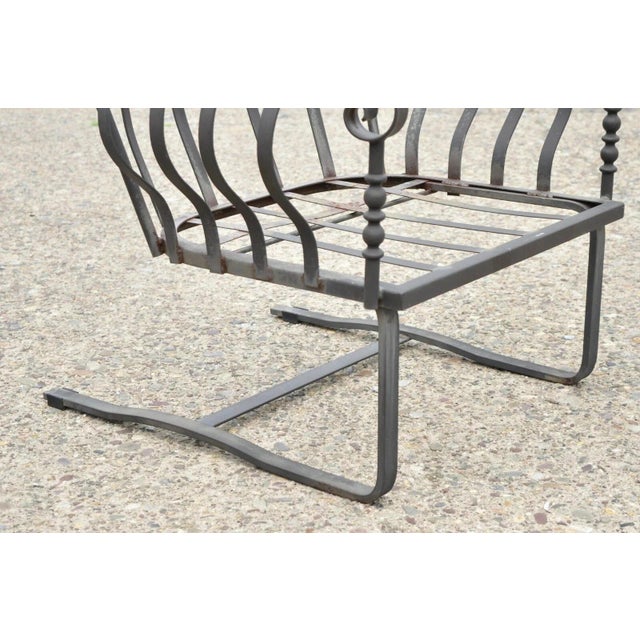Meadowcraft Athens Deep Seating Wrought Iron High Back Spring Patio Lounge Chair For Sale In Philadelphia - Image 6 of 12