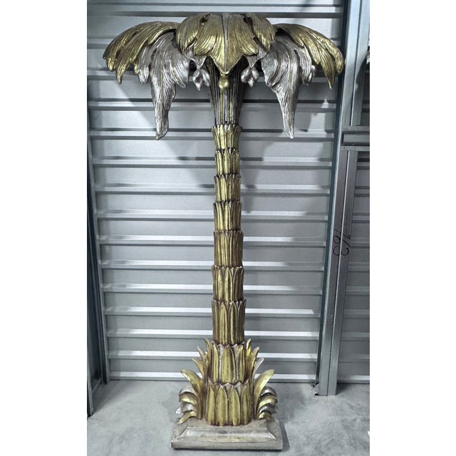 Mid 20th Century Maison Janseni Style French Palm Tree Gilt Floor Wall Sconces For Sale - Image 13 of 17