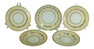 18/19th Century Derby Chelsea Hand-Painted Gilt Vine Leaves Plates- Set of 5
