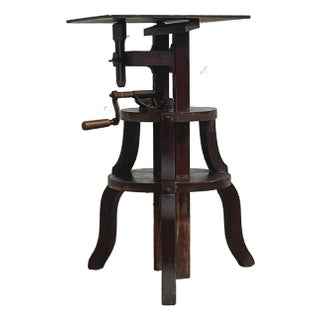 Vintage Boho Primitive Crank Pedestal For Sale