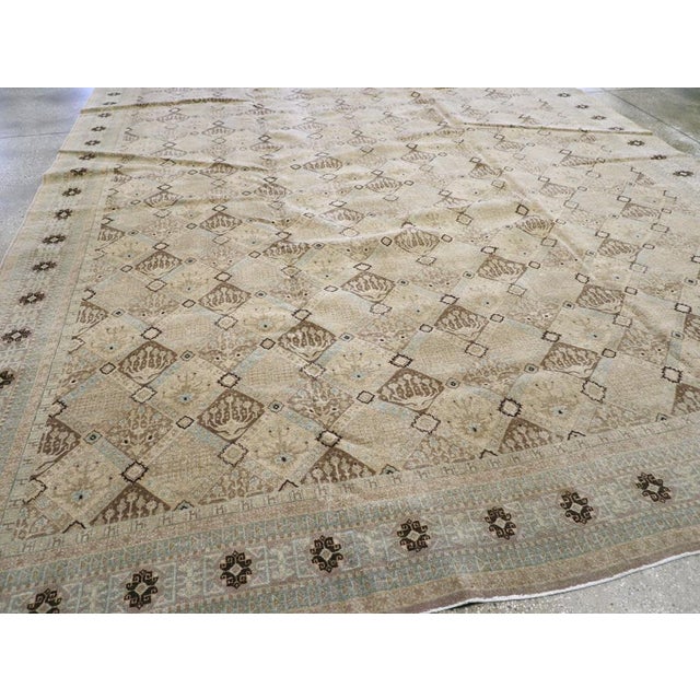 Tan Galerie Shabab Collection Mid-20th Century Handmade Persian Kashan Large Room Size Carpet For Sale - Image 8 of 10