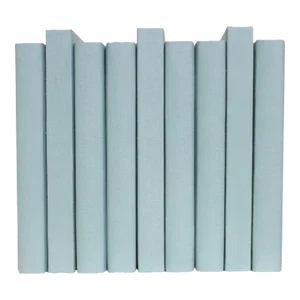 Decorative Books - Seafoam Oversized Linen Wrapped Book Bundle - 1 Foot of Blue Books