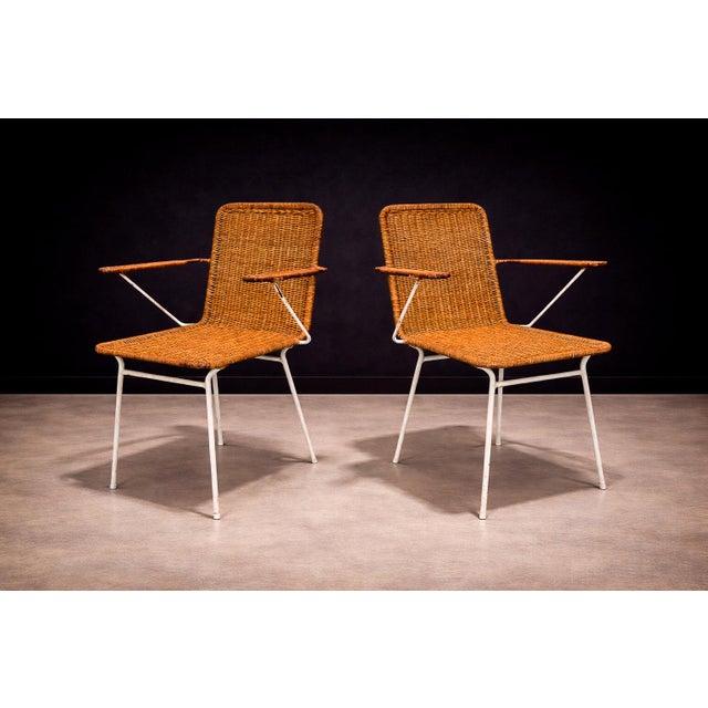 1950s Brazilian Modern Pair of Armchairs in Cane & Iron, Carlo Hauner, 1950s For Sale - Image 5 of 11