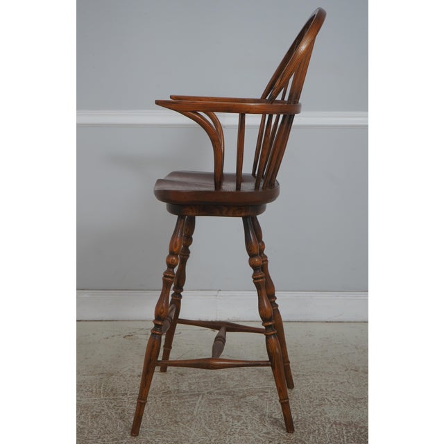 Set of 4 English Windsor Style Swivel Bar Stools For Sale - Image 4 of 18