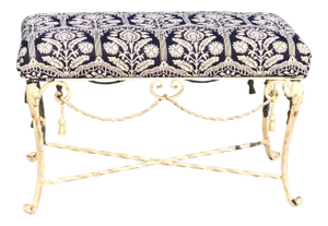 Vintage Mid Century French Painted Steel Tassel Bench