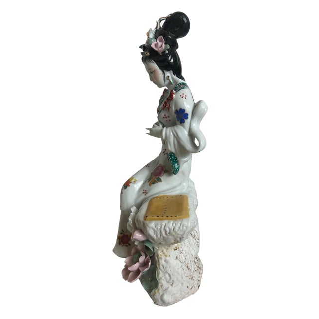 Japanese Vintage Japanese Geisha Porcelain Statue Asian Figure For Sale - Image 3 of 12