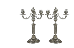Silver Bronze Candleholders, Late 19th Century, Set of 2