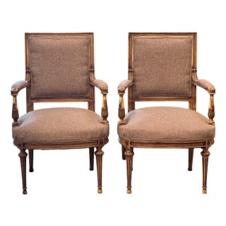 Pair of 19th Century Louis XVI Style Gray Fauteuils For Sale