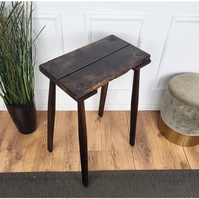 Wood Italian Minimal Wooden Side Table, 1890s For Sale - Image 7 of 8