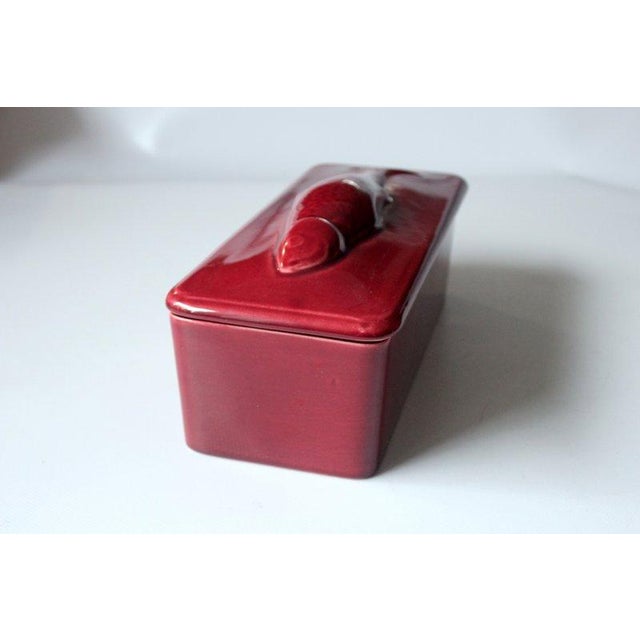 Mid-Century Modern 1970s - Original German Bordeaux-Red Ceramic Fish Pot - Herring Pot - Beautifull Kitchen Decoration For Sale - Image 3 of 7