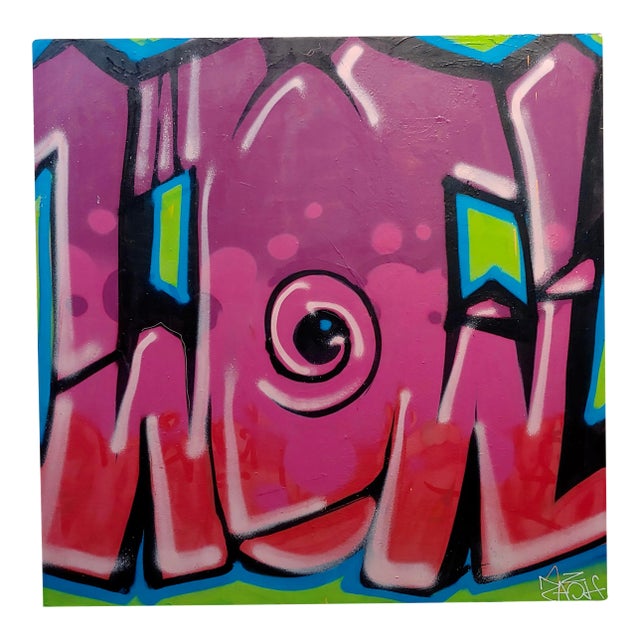 Ernest Zacharevic Abstract Graffiti in Shade of Pink -Oil Painting For Sale