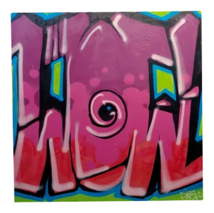 Ernest Zacharevic Abstract Graffiti in Shade of Pink -Oil Painting