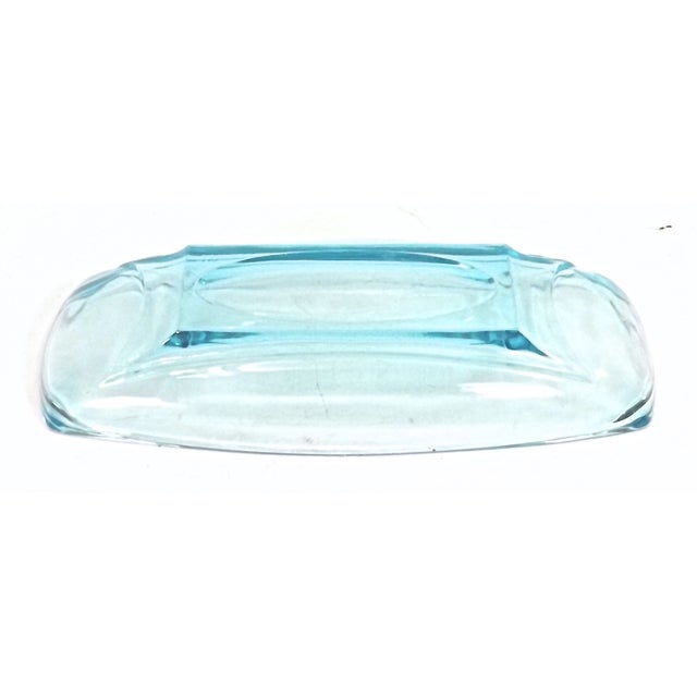 Vintage Art Deco Style Aqua Glass Dish For Sale - Image 4 of 4